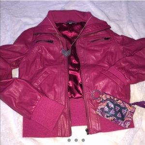 Dollskill super cute faux leather pink jacket